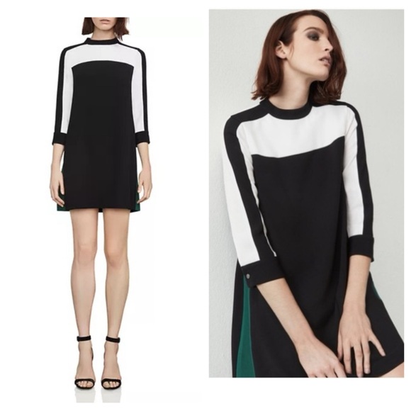 BCBG MAX AZRIA Stephanie Color Block Black/White/Green Dress size Small - Picture 1 of 8